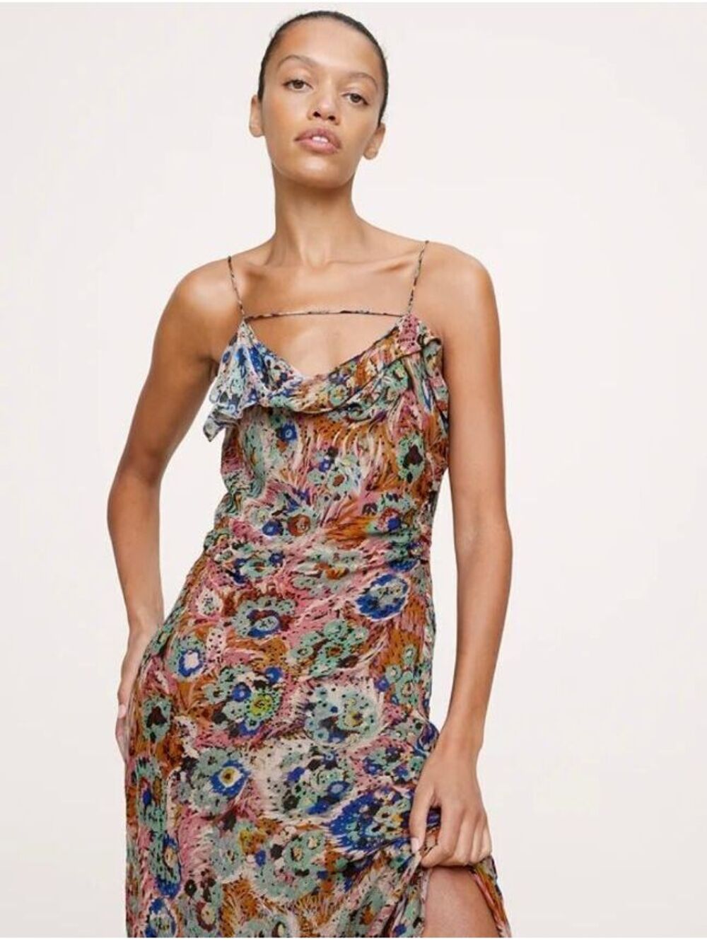 Banana Republic Georgette Cowl-Neck Maxi Dress Pink Wildflower - Picture 5 of 6
